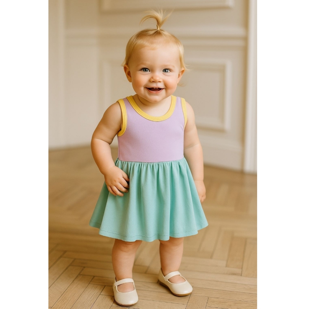 DotDotSmile Baby Twirl Dress 6–12M NWT | Pastel Lavender Mint | Chemical-Free